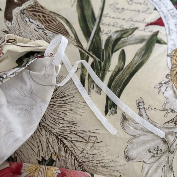 POTTERY BARN King Duvet Cover AMARYLLIS WINTER BIRDS PRINT Organic Cotton Button - Picture 9 of 12